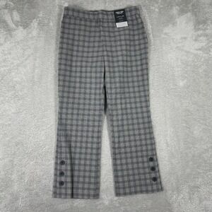 Simply Vera Wang Cropped Flare Pants Womens Medium‎ Gray Plaid Mid Rise Stretch